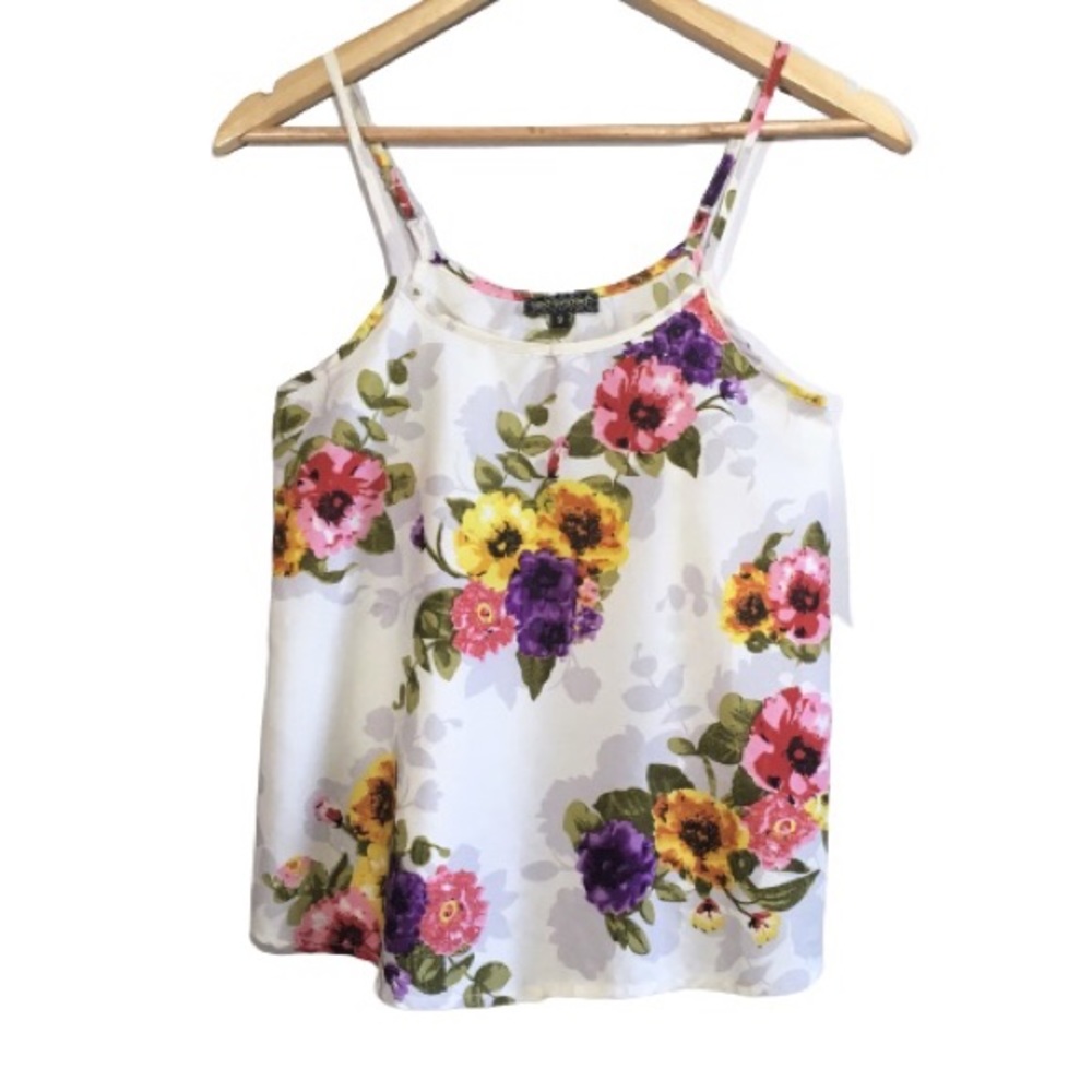 ASOS Floral Satin White Cami Tank Top QED London